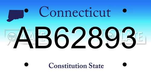 AB62893 Connecticut License Plate