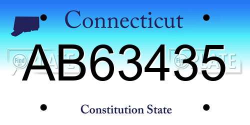 AB63435 Connecticut License Plate