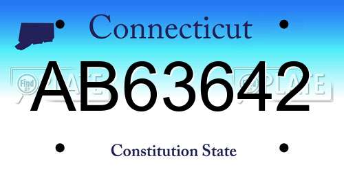 AB63642 Connecticut License Plate