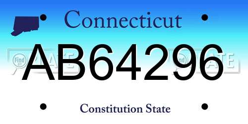 AB64296 Connecticut License Plate