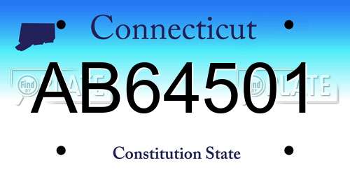 AB64501 Connecticut License Plate