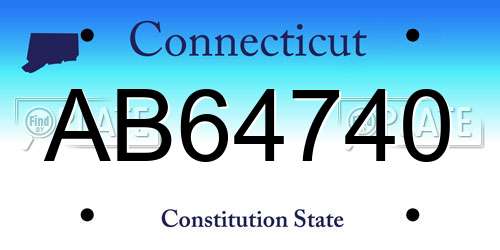 AB64740 Connecticut License Plate