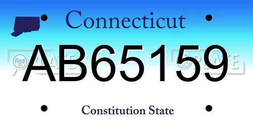 AB65159 Connecticut License Plate