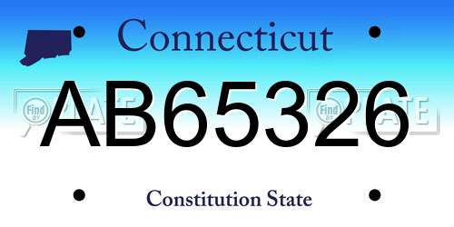 AB65326 Connecticut License Plate