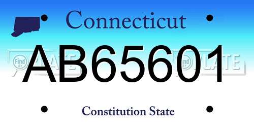 AB65601 Connecticut License Plate