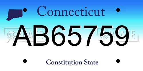 AB65759 Connecticut License Plate