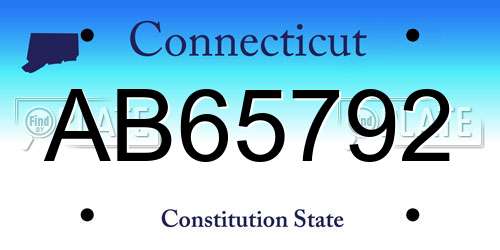 AB65792 Connecticut License Plate