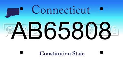 AB65808 Connecticut License Plate