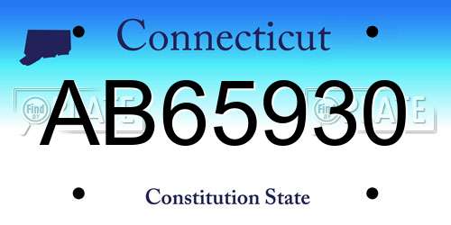 AB65930 Connecticut License Plate