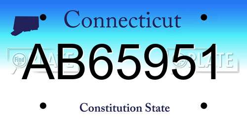 AB65951 Connecticut License Plate