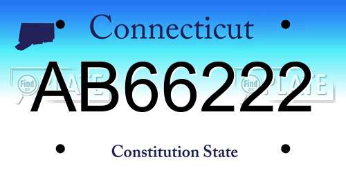 AB66222 Connecticut License Plate