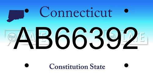 AB66392 Connecticut License Plate
