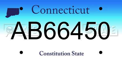 AB66450 Connecticut License Plate