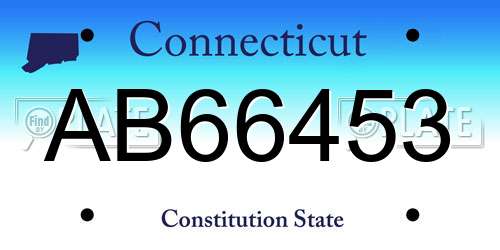 AB66453 Connecticut License Plate