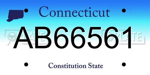 AB66561 Connecticut License Plate