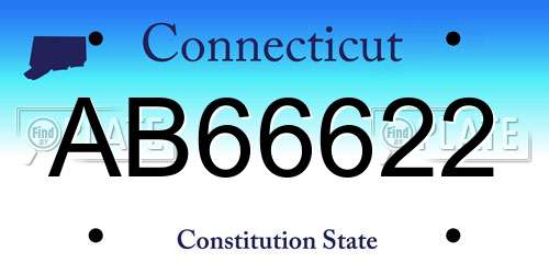 AB66622 Connecticut License Plate