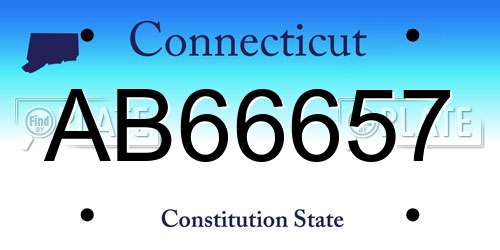 AB66657 Connecticut License Plate