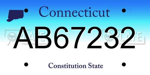 AB67232 Connecticut License Plate