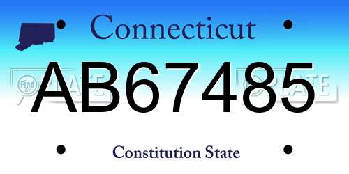 AB67485 Connecticut License Plate