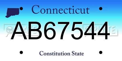AB67544 Connecticut License Plate