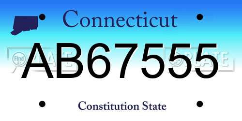 AB67555 Connecticut License Plate