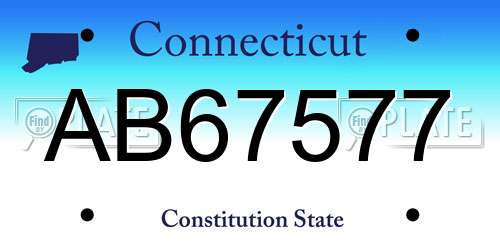 AB67577 Connecticut License Plate