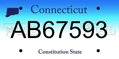 AB67593 Connecticut License Plate