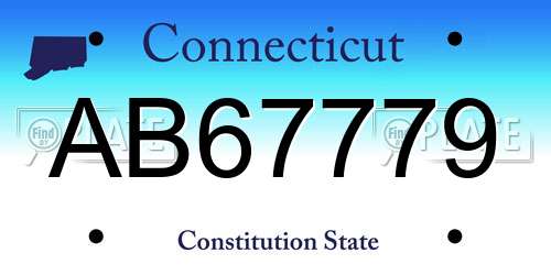 AB67779 Connecticut License Plate