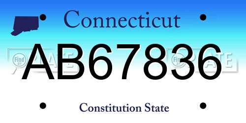 AB67836 Connecticut License Plate