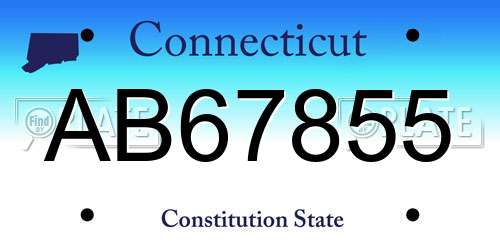 AB67855 Connecticut License Plate
