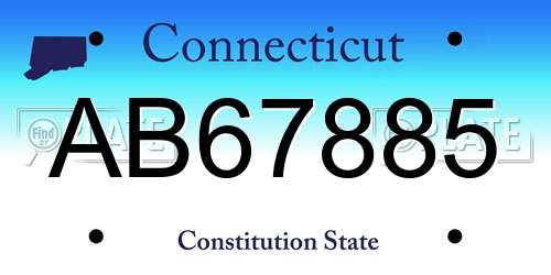 AB67885 Connecticut License Plate