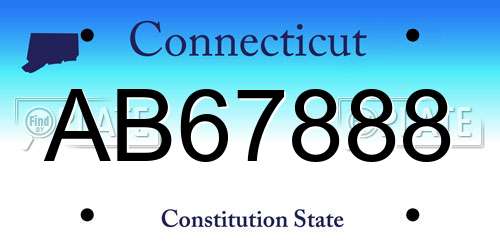 AB67888 Connecticut License Plate