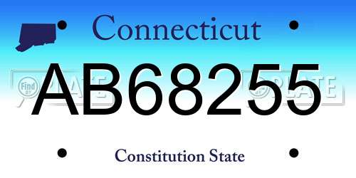 AB68255 Connecticut License Plate