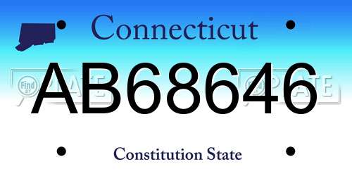 AB68646 Connecticut License Plate