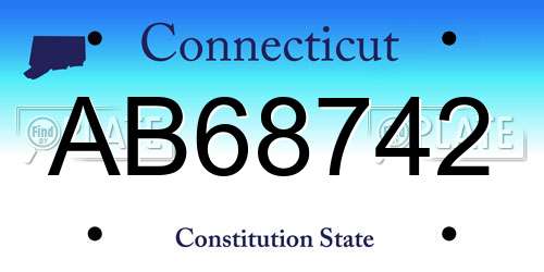 AB68742 Connecticut License Plate