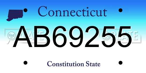 AB69255 Connecticut License Plate