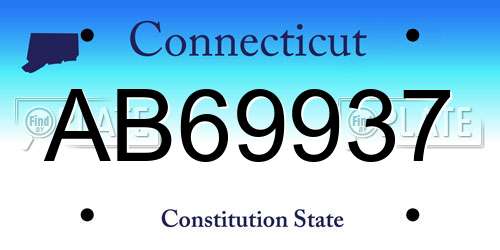 AB69937 Connecticut License Plate