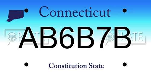 AB6B7B Connecticut License Plate