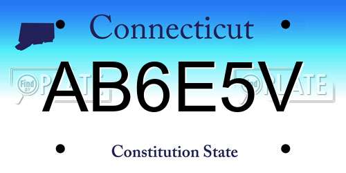 AB6E5V Connecticut License Plate