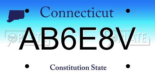 AB6E8V Connecticut License Plate