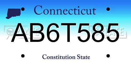 AB6T585 Connecticut License Plate