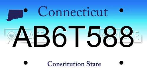 AB6T588 Connecticut License Plate