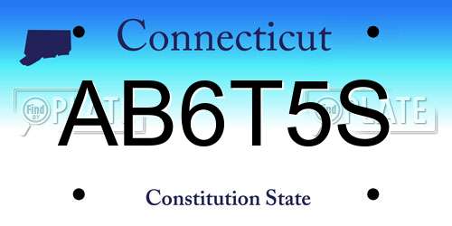 AB6T5S Connecticut License Plate
