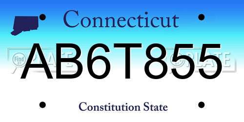 AB6T855 Connecticut License Plate