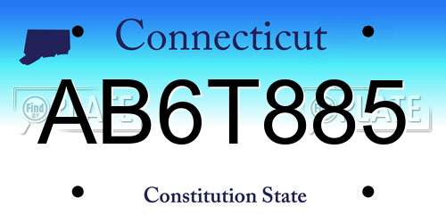 AB6T885 Connecticut License Plate