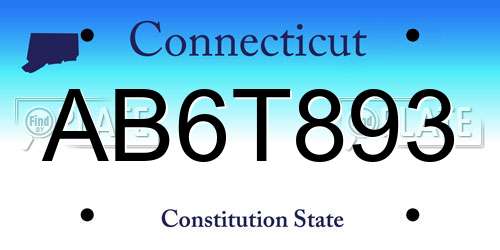 AB6T893 Connecticut License Plate