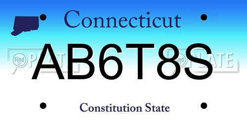 AB6T8S Connecticut License Plate