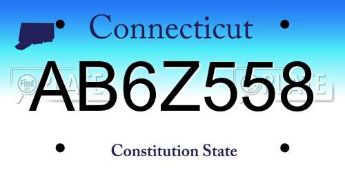 AB6Z558 Connecticut License Plate