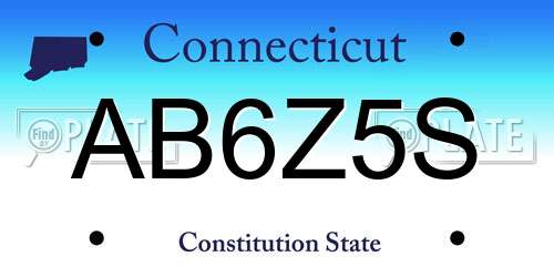 AB6Z5S Connecticut License Plate