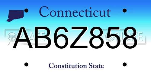AB6Z858 Connecticut License Plate